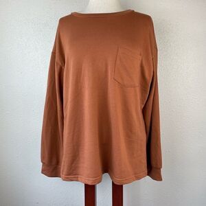 EUC Unbranded Womens Brown Long Sleeve Top with Front Pocket Size L